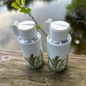 Green White Salt and Pepper Shaker Set Bavaria Germany Shaker Set